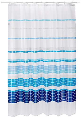 Spirella Textile Curtain Marbella Blue 180 x 200 1207321, White, Standard