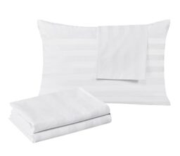 Shunjie.Home 100% Egyptian Cotton King Pillow Protectors Set of 4, 400 Thread Count Sateen Weave White Pillowcase, Easy Care Zippered Style Pillow Covers (4 Pack, Stripe-White, King)