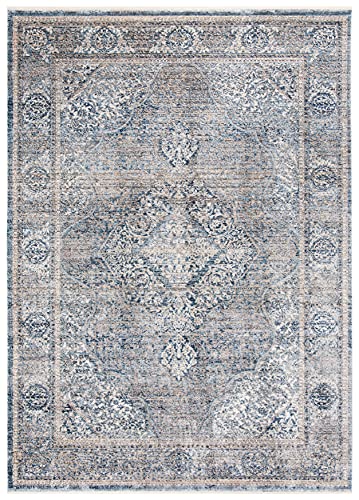 SAFAVIEH Traditional Rug for Living Room, Dining Room, Bedroom - Dream Collection, Short Pile, in Grey and Turquoise, 152 X 244 cm