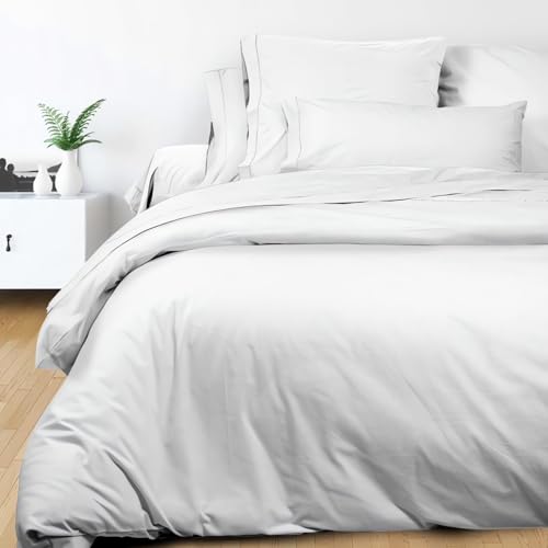 Soleil d'ocre, Percale Duvet Cover, Cotton, White, 260 x 240 cm