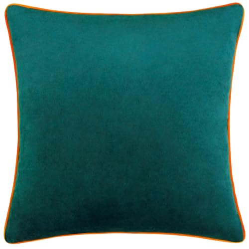 furn. Meridian Velvet Cushion Cover (Teal/Clementine - 55 x 55cm)