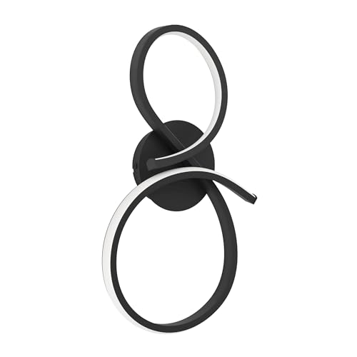 Eglo LED Indoor wall lightSerpins, Curved wall lamp, Living Room Lighting Made of Metal in Black and Plastic in White, Warm White, 20.5 x 40 cm