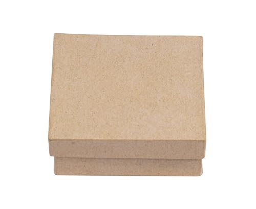 d??copatch BT086C - Set of 4 brown paper mache holders 10x10x3,5cm, Square box - DIY - Customisable D??cor - Completely Personalise - Creative Leisure Activity