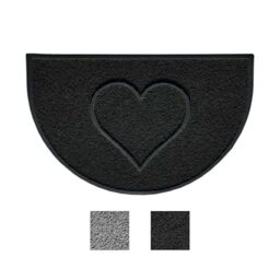 Nicoman Heart Shape Embossed Entrance Door Mat Non Slip Dirt Trapper PVC Spaghetti Mat with Rubber Base, Jet Washable Quick Drying Doormat Drainage Outdoor Use Only - (Half-Moon, Black, 70 x 44cm)