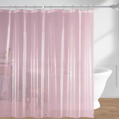 "downluxe Pink Shower Curtain Liner, PEVA Lightweight Plastic Shower Liner with 3 Magnets, 72"" x 72"" Waterproof Bathroom Curtain"