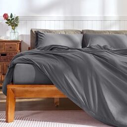 subrtex Bed Linen 135 x 200 cm Made of Pre-Washed Microfibre, Non-Iron and Soft 2-Piece Bedding Set with Zip and 8 Corner Ties (Anthracite Grey)
