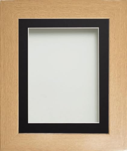Frame Company Watson Beech Picture Photo Frame fitted with Perspex, 12x10 inch with Black Mount for image size 8x6 inch