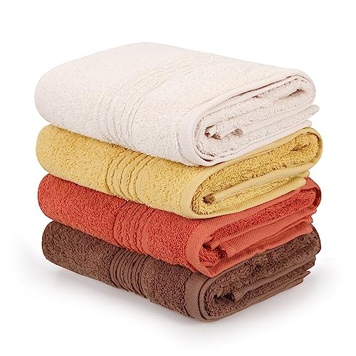 WELL HOME MOBILIARIO & DECORACIÓN Hand Towel Set (4 Pieces) Coral, Yellow, Brown, Beige