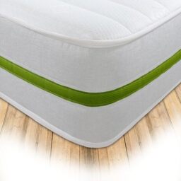 Starlight Beds Horizon Harmony, Sprung Double Memory Foam Mattress. Deluxe Value Double Mattress, Soft, 8 Inch Deep (White/Green) (4ft6 x 6ft3)