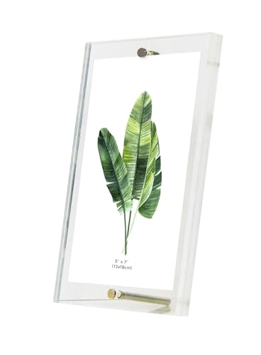 Inov8 Framing Premium Diamond Cut Acrylic with Peg Stand Picture Frame -for a 5x7 inch (12x17cm) Photo, Silver