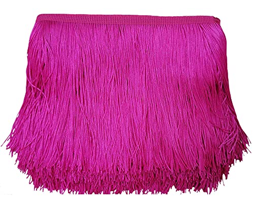 "Lauthen.S 10 Yards of 3.5"" Chainette Fringe Trim Tassel Sewing Trim for DIY Craft Latin Dress Lamp Shade Decoration Hot Pink"