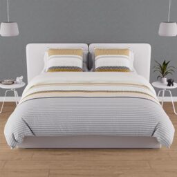 Soleil d'ocre, Thales Mustard Cotton Duvet Cover Set 57 Thread Count 140 x 200 cm
