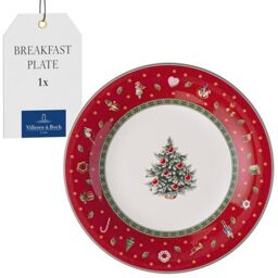Villeroy & Boch - Toy's Delight Specials Breakfast Plate Red - Dishwasher Safe, Microwave Safe, Small Plate for Salad and Dessert, Tableware Xmas, Christmas, Premium Porcelain