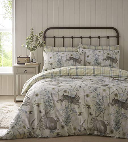 Portfolio Rabbit Meadow Duvet Cover Set Bedding, Polyester, Sage Green, Single