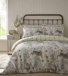 Portfolio Rabbit Meadow Duvet Cover Set Bedding, Polyester, Sage Green, Single