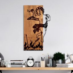 Elegant Decorative Wooden Wall Accessory, Walnut & Black, 35 x 58 x 3 cm, 50% Wood (3 cm) & 50% Metal (1.5 cm), Unique Design for Stylish Home Decor