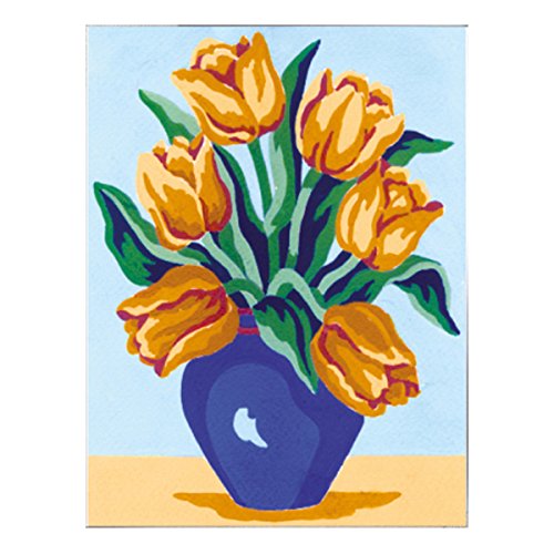 "Collection D'Art ""Flowers Yellow Tulips Tapestry Kit, 100% Cotton, Multi-Colour, 20 x 25 x 0.100 cm"