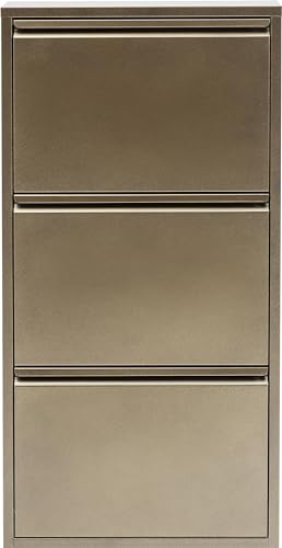 Kare Design Shoe Container Caruso 3, Bronze, Steel, 3 Tipping Compartments, Space for 6 Pairs of Shoes, Slim, Space-Saving Cabinet, Storage, Organizer for Hallway, 103x50x14 cm (H/W/D)