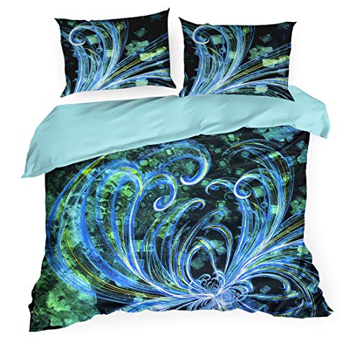 Eurofirany Emera Bed Linen Duvet Cover Bedding Pattern Print Striking Cotton Set 2 Pillowcases 1 Duvet Cover Blue 220 x 200 cm + 2x/70 x 80 cm