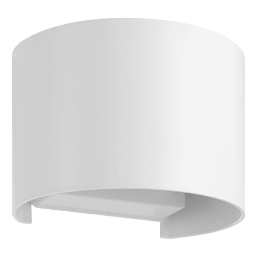 Eglo LED Wall Light Barcarola-E, Outdoor Mounted Lamp with Indirect Lighting, Semi-Circular Exterior Fixture Downlight, White Plastic, Neutral White, IP44
