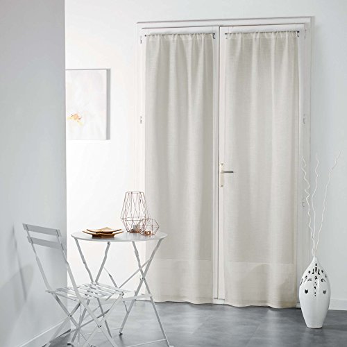Douceur d'interieur Haltona Pair of Straight Curtain Pole Linen Look Haltona Weaves, Polyester, White, 240 x 70 cm