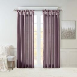 "Madison Park Emilia Faux Silk Single Curtain with Privacy Lining, DIY Twist Tab Top, Window Drape for Living Room, Bedroom and Dorm, 108"" L x 50"" W, Purple"