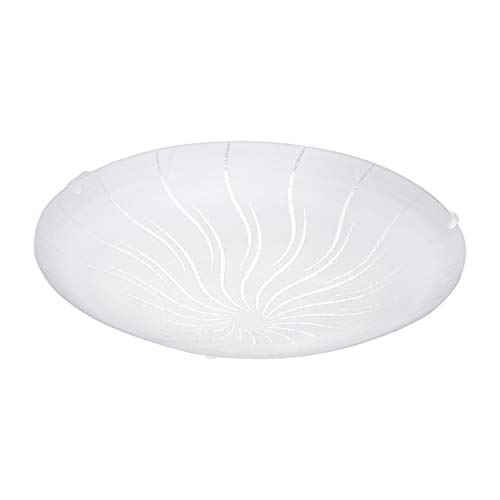 EGLO Margitta 1 LED Ceiling Light, 1-Bulb Ceiling Light, Classic, Living Room Lamp Made of Metal in White, Clear Glass with Granilla Crystals, Bedroom Lamp, LED Hallway Lamp, Warm White, Diameter 31.5