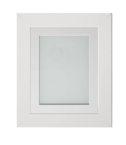 Frame Company Watson White Picture Photo Frame fitted with Perspex, 10x8 inch with Off-White Mount for image size 7x5 inch