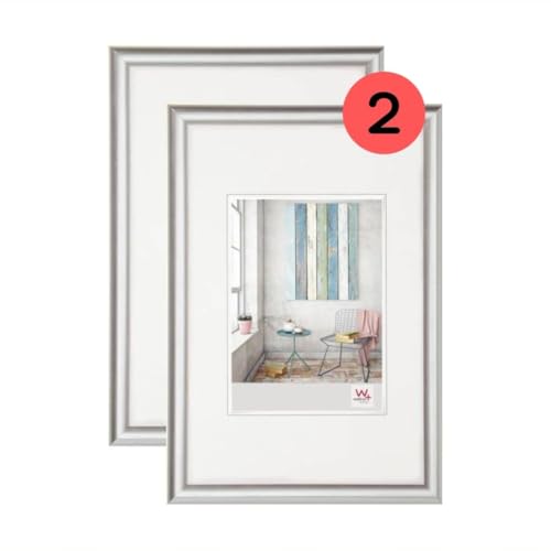 walther Design Picture Frame Silver 30 x 40 cm Twin Pack, Trendstyle Plastic Frame KP040SD