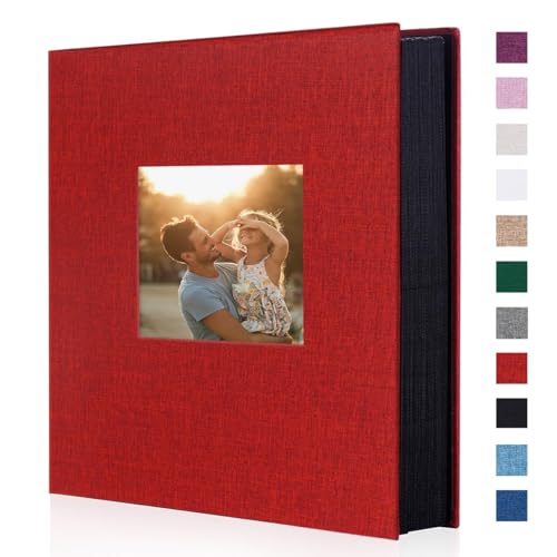 Artmag Photo Album 4x6 400 Large Capacity Linen Album Book Holds 400 Vertical Photos for Family Wedding Anniversary (400 Pockets, Red)