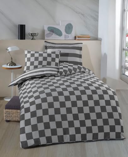 Nuit Des Rêves Elegant Black XL Quilt Cover Set (155 x 200 cm), 70% Cotton/30% Polyester, Includes 1 Pillowcase (80 x 80 cm), Machine Washable, Button Closure