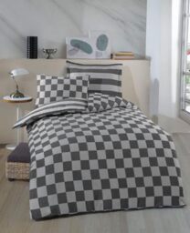 Nuit Des Rêves Elegant Black XL Quilt Cover Set (155 x 200 cm), 70% Cotton/30% Polyester, Includes 1 Pillowcase (80 x 80 cm), Machine Washable, Button Closure