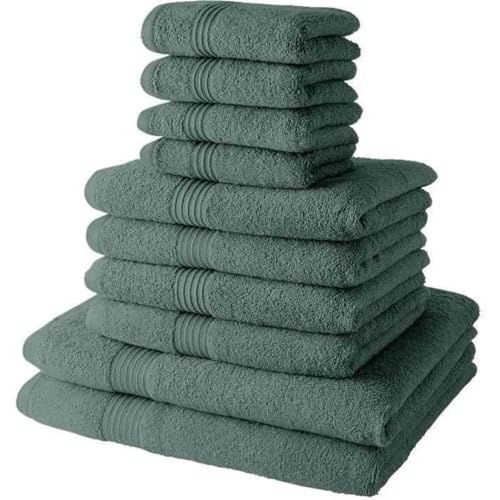 TODAY Set of 4 Bath Towels 30 x 50 cm + 4 Bath Towels 50 x 90 cm + 2 Bath Sheets 70 x 130 cm 100% Cotton Celadon