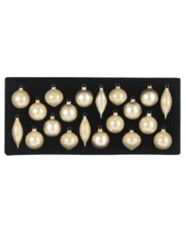 Latte Glass Christmas Baubles Set of 20, Shiny Matt Glitter Ornaments