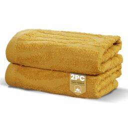 Rapport Home Safari Face Towels 2-Pack - Luxurious 100% Cotton 500gsm Soft Absorbent Face Cloths - Oeko-Tex Certified Bathroom Hand Towels - Mustard Yellow (30x30cm)