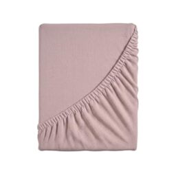 Fitted Sheet for Single Bed, Plain Dyed Fitted Bottom Sheet, 4-Sided Elasticated, 100% Cotton Jersey, 80/90 x 190/200 cm, Pink