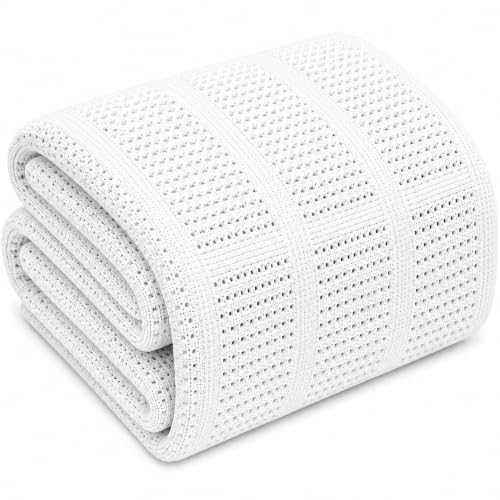 DUDU N GIRLIE Cotton Cellular Baby Cot Blanket, White, 100x150cm, Nursery