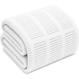 DUDU N GIRLIE Cotton Cellular Baby Cot Blanket, White, 100x150cm, Nursery