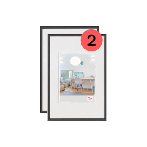walther Design Picture Frame Black 29,7 x 42 cm (DIN A3) Twin Pack, New Lifestyle Plastic Frame KV342BD
