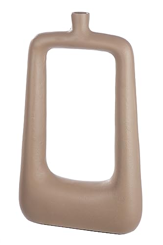 Casablanca Large Vase Hole Vase - Square Decorative Vase Made of Aluminium - Decorative Living Room Autumn - Decoration Birthday - Colour: Beige Brown - Height 41 cm