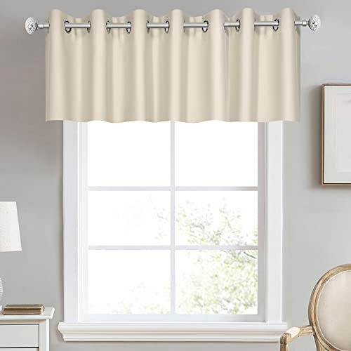 DECOVSUN Solid Grommet Top Greyish Beige Valance for Kitchen Blackout Curtain for Living Room Short Straight Drape for Bedroom Kids Room 100 Inch Wide by 18 Inch Long 1 Panel