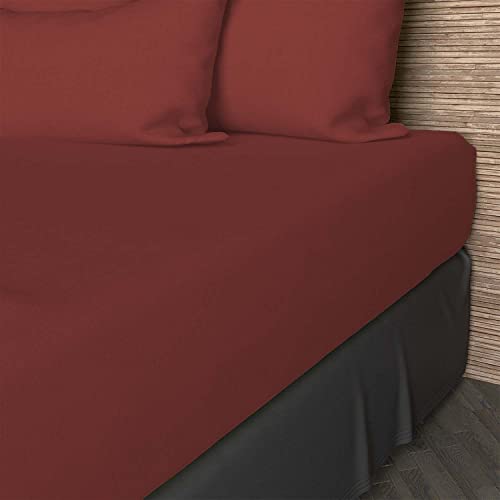 Soleil d'ocre, Plain Brick Cotton Fitted Sheet, 57 Thread Count, 180 x 200 cm