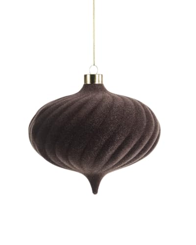 Espresso Spiral Velvet Christmas Bauble 15 cm, Extra Large Tree Ornament