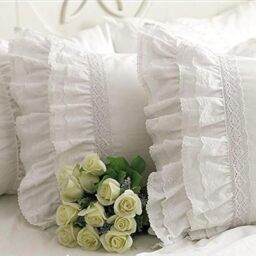 "One Piece Shabby Vintage White Embroidery Lace Ruffle Matching Pillowcase 1122 (Standard 20""x30"")"