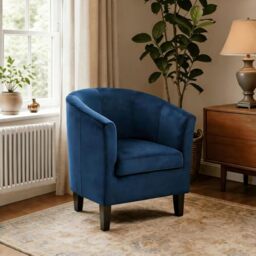 Home Source Bedford Small Padded Tub Chair, Velvet, Dark Blue