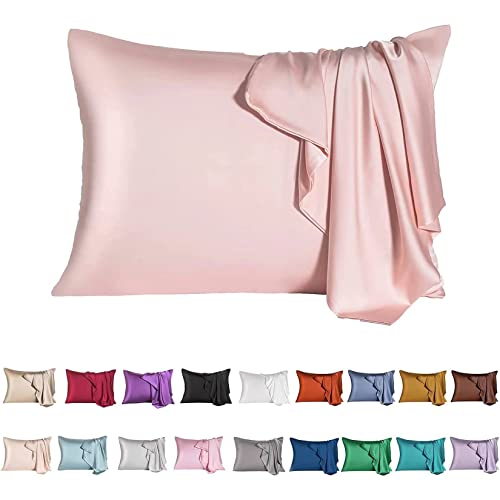 Mulberry Silk Pillowcase for Hair and Skin,Queen Size Cooling Silk Pillow Case with Hidden Zipper,Allergen Proof Dual Sides Soft Breathable Smooth Silk Pillow Cover for Women(Queen,Beige)