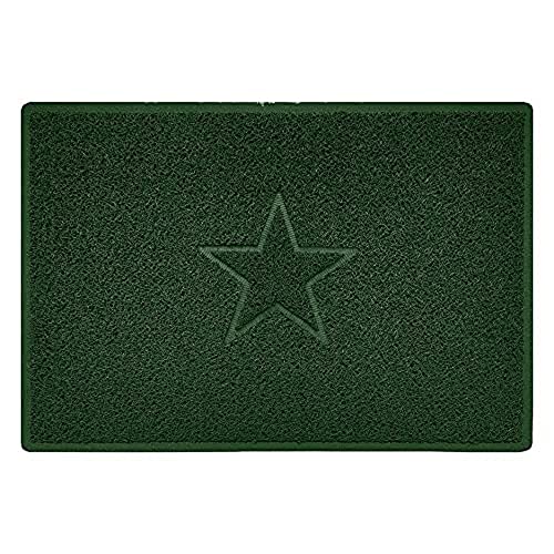 Nicoman Star Shape Embossed Entrance Door Mat Non Slip Dirt Trapper PVC Spaghetti Mat with Rubber Base, Jet Washable Quick Drying Doormat Indoor or Outdoor - (Large, Green, 90 x 60cm)