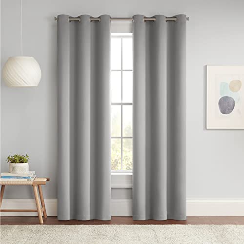 Eclipse Darrell Modern Blackout Thermal Grommet Window Curtain for Bedroom or Living Room (1 Panel), 37 in x 54 in, Grey