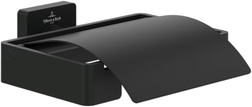 Villeroy & Boch Elements - Striking toilet roll holder with cover, for wall installation, brass, square, Chrome