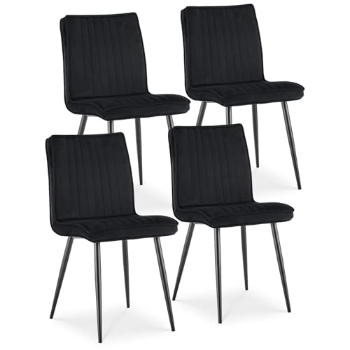 TUKAILAi Dining Chairs Set of 4 Black Velvet Upholstered Kitchen Chairs